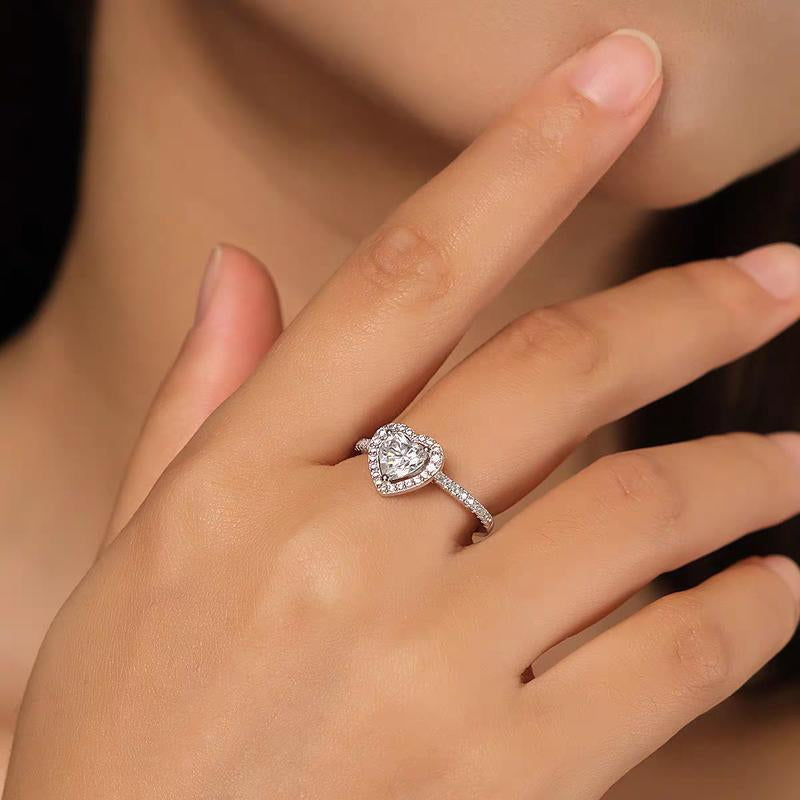 Heart Shaped Zircon Ring for Women - Sparkling Love Promise Engagement Ring, Elegant Wedding Party Jewelry Gift