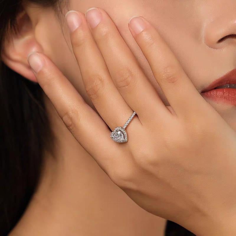 Heart Shaped Zircon Ring for Women - Sparkling Love Promise Engagement Ring, Elegant Wedding Party Jewelry Gift