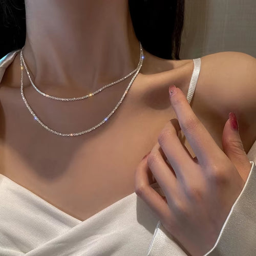 Elevate Your Elegance with the Popular Sparkling Clavicle Chain Choker Necklace for Women - Perfect for Weddings, Parties, and Birthday Celebrations