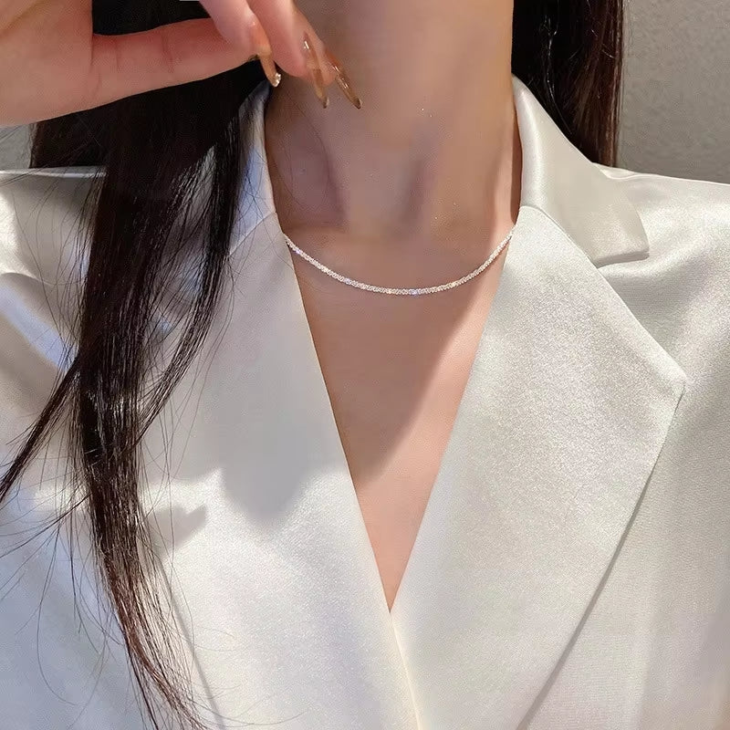 Elevate Your Elegance with the Popular Sparkling Clavicle Chain Choker Necklace for Women - Perfect for Weddings, Parties, and Birthday Celebrations