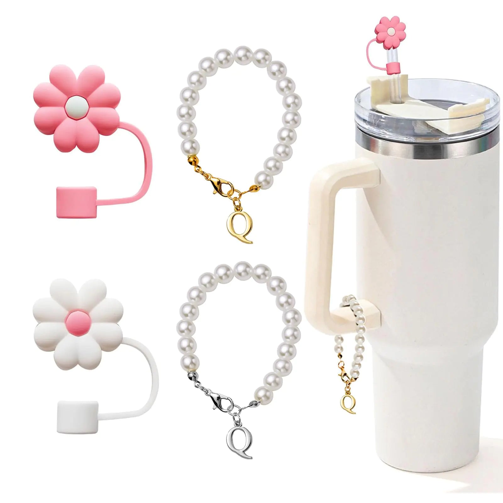 GlamCup 4pc Stanley Charms & Pearl Chains