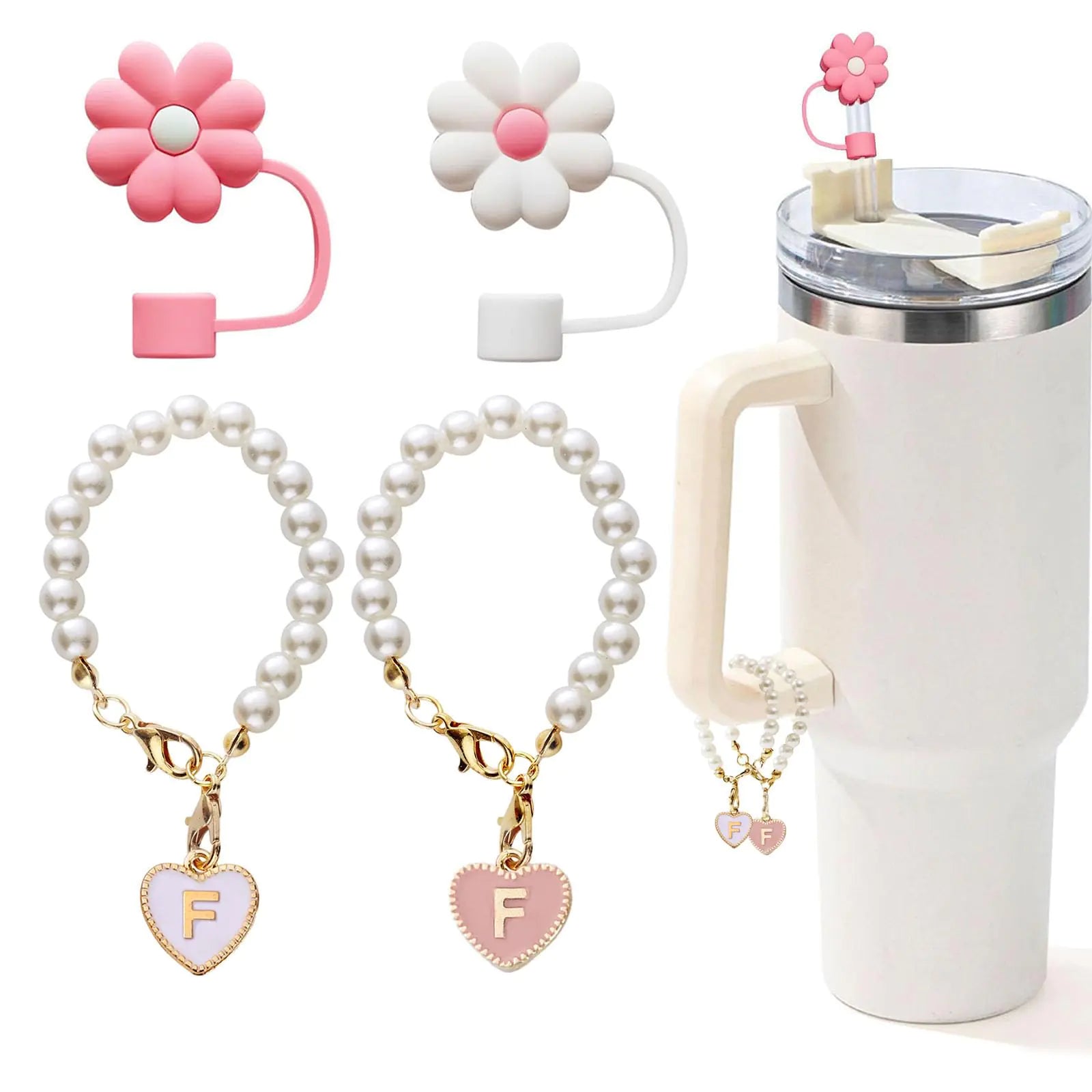 GlamCup 4pc Stanley Charms & Pearl Chains